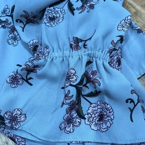 Loft Floral and micro floral ruffled v- neck polyester blouse - Picture 7 of 9